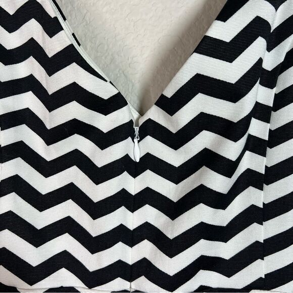 White House Black Market Black & White Stripped Sleeveless A-Line Dress Size‎ 4 - Picture 9 of 9